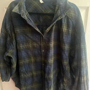 Free People Dark Plaid Shirt